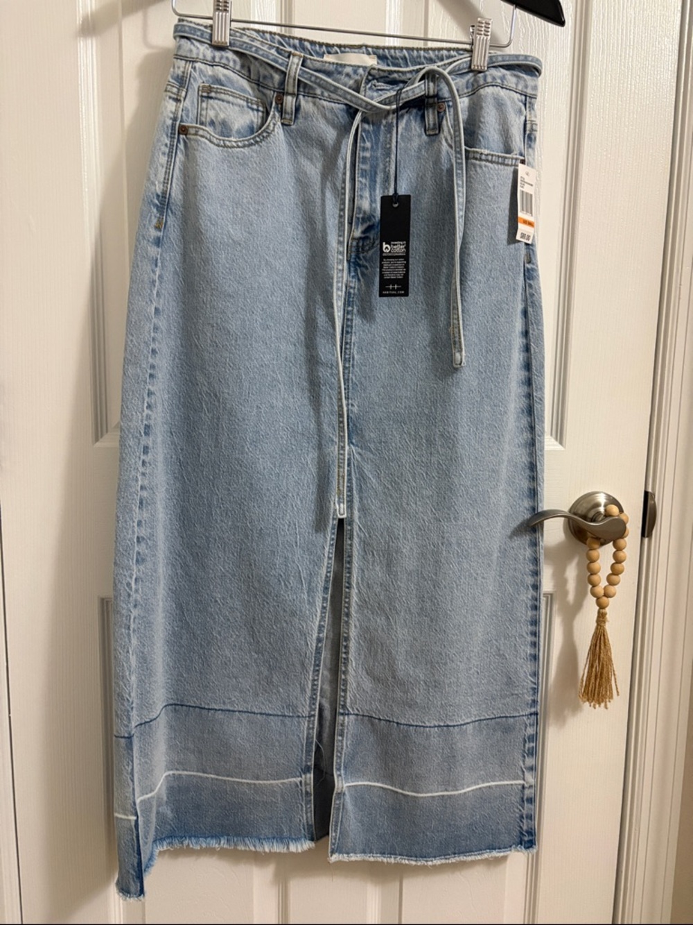 Habitual Light Blue Denim Midi Skirt with Front Slit